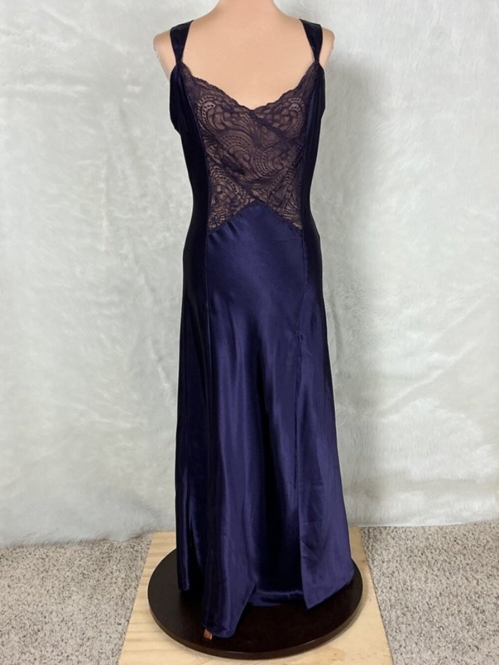 Victoria's Secret Vintage 80s Sleeveless Purple Satin Lace Chemise Nightgown M
